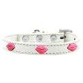 Mirage Pet Products Pink Glitter Lips Widget Dog CollarWhite Size 14 631-9 WT14